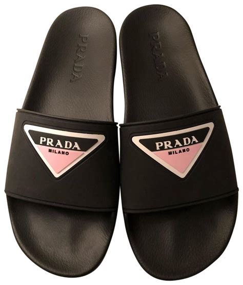 prada logo rubber slide sandals|Prada women's high heeled sandals.